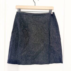 Eddie Bauer Womens Charcoal Wool Wrap Skirt Size 8 With Polyester Lining